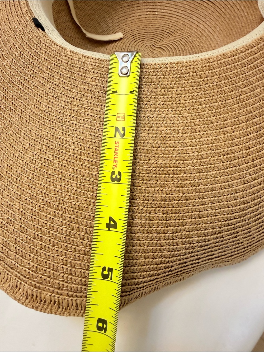 Wide Brim Straw Sun Hat with Black Ribbon Verabella Size M/L - Picture 7 of 8